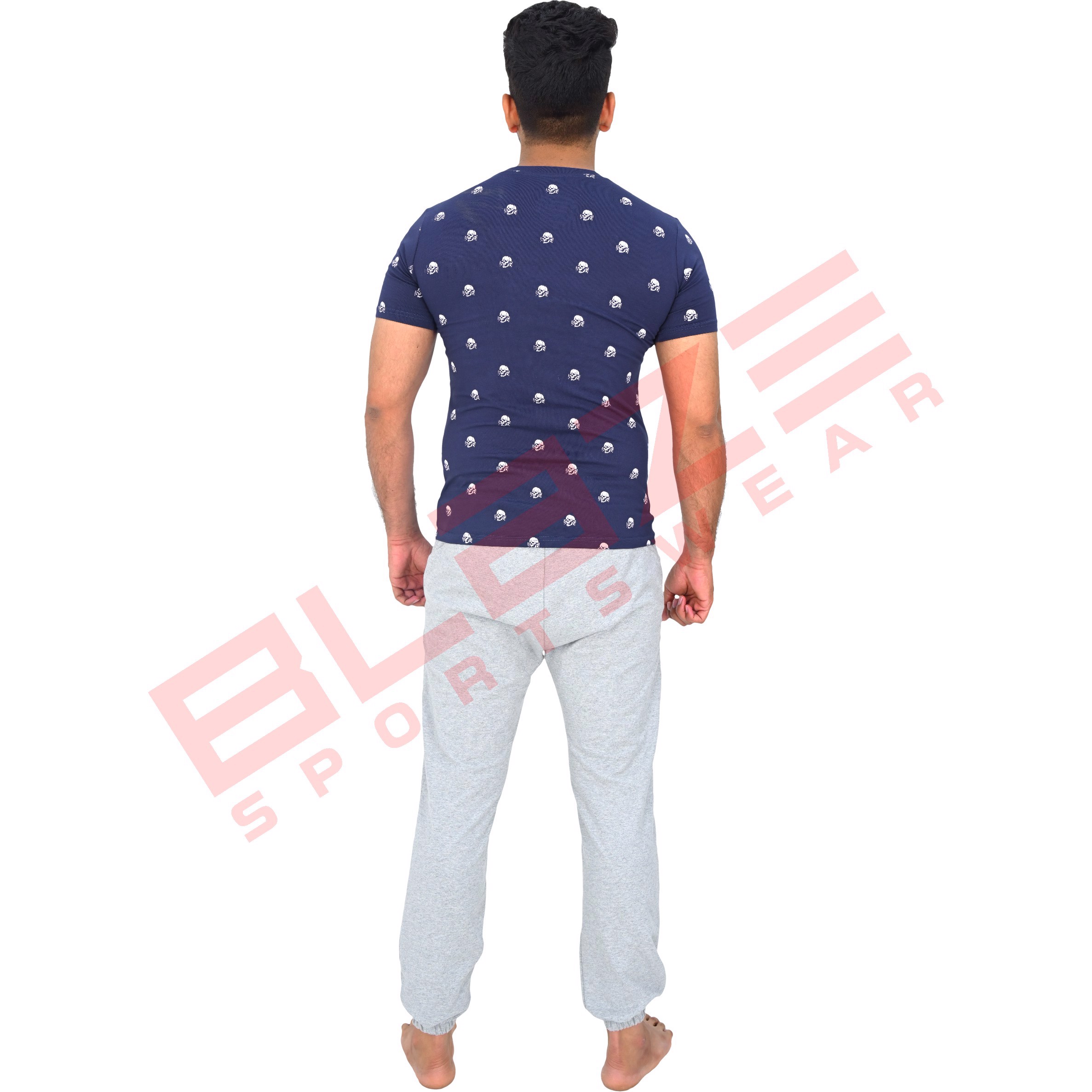 Customized Men's T-Shirt 100% Cotton SilkScreen Print   Sweatpants with elastic bottom hem set - view 6