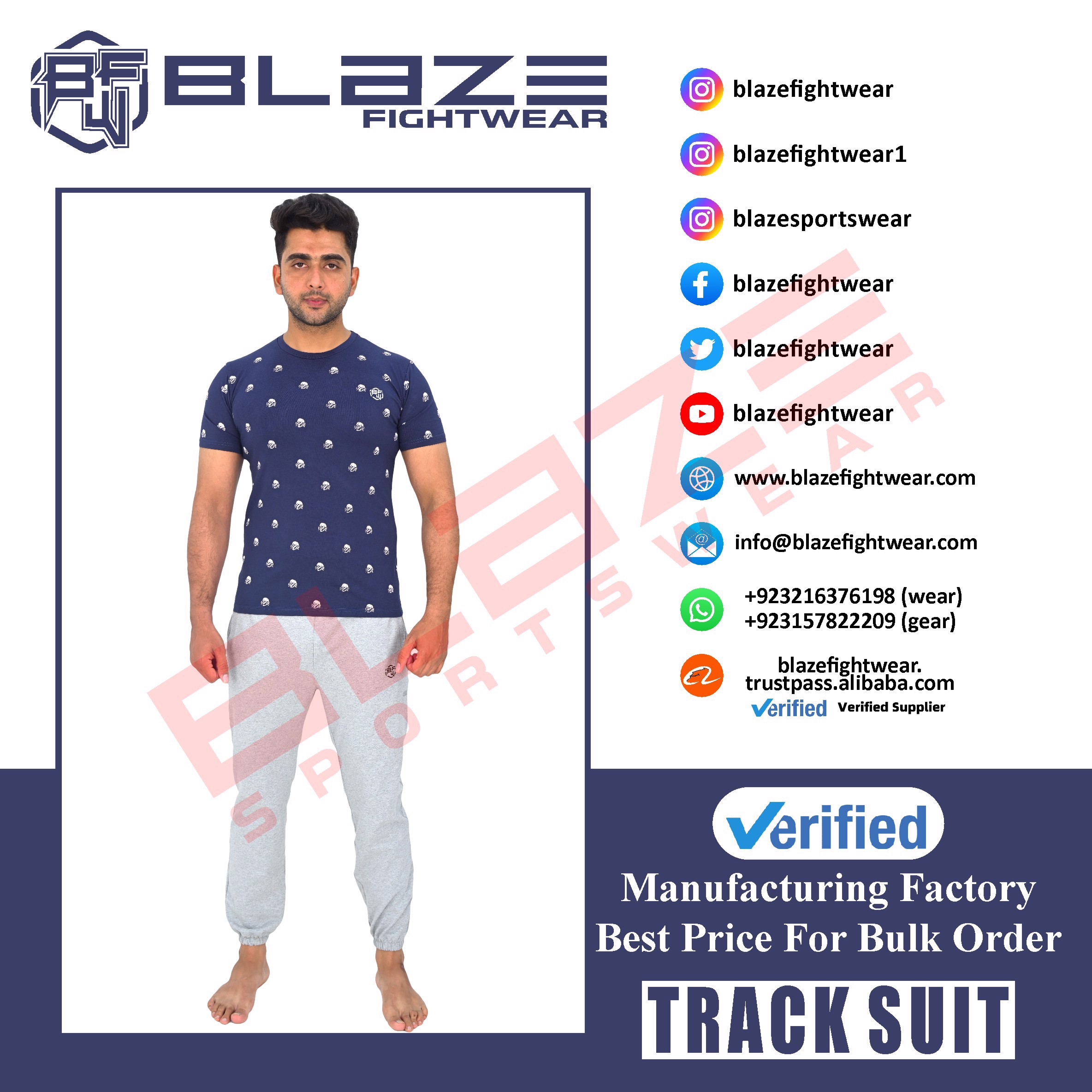 Customized Men's T-Shirt 100% Cotton SilkScreen Print   Sweatpants with elastic bottom hem set - view 9