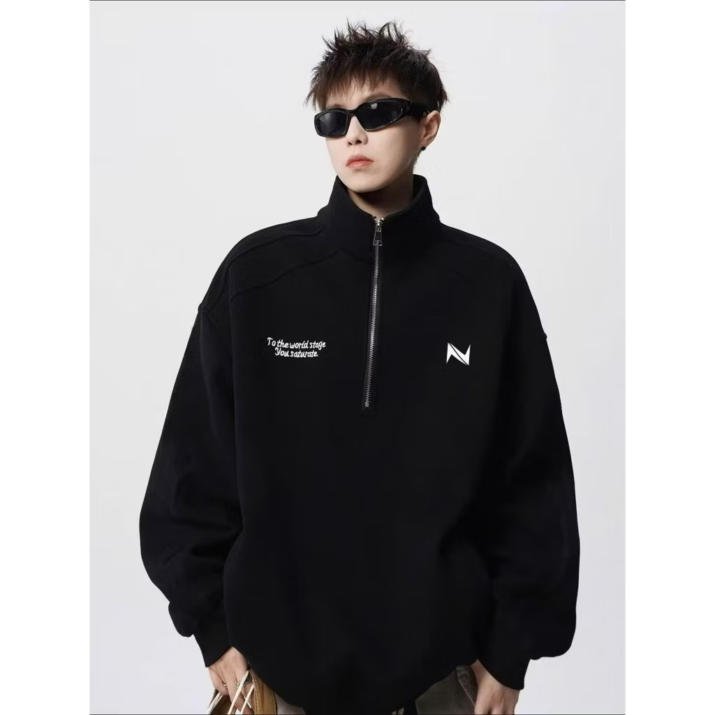 Stylish Black Zip-Up Sweatshirt
