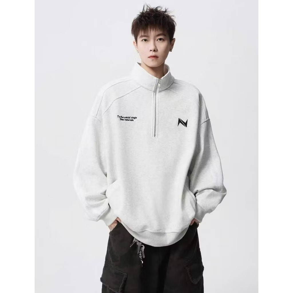 Stylish Black Zip-Up Sweatshirt - view 3