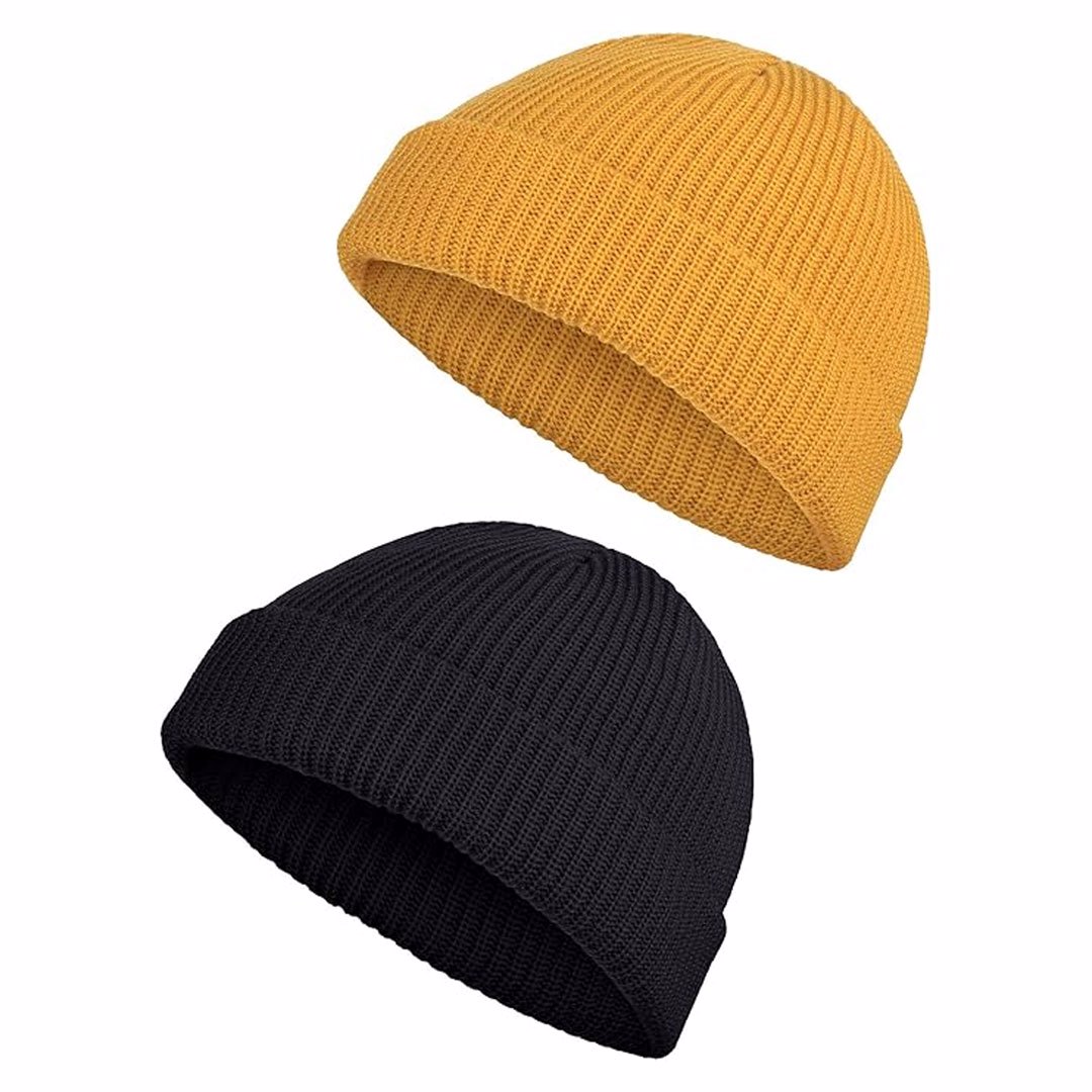 Customized SATINIOR Winter Trawler Beanie Hat Short Fisherman Knit Cuff Beanie Cap for Men 