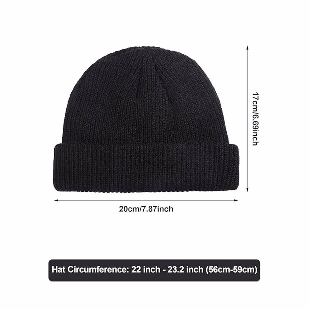 Customized SATINIOR Winter Trawler Beanie Hat Short Fisherman Knit Cuff Beanie Cap for Men  - view 3