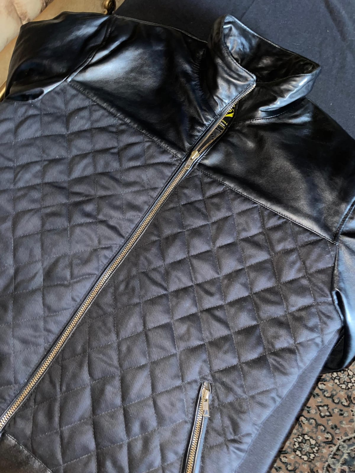 Men's Quilted Leather Jacket With Zipper Closure - view 3
