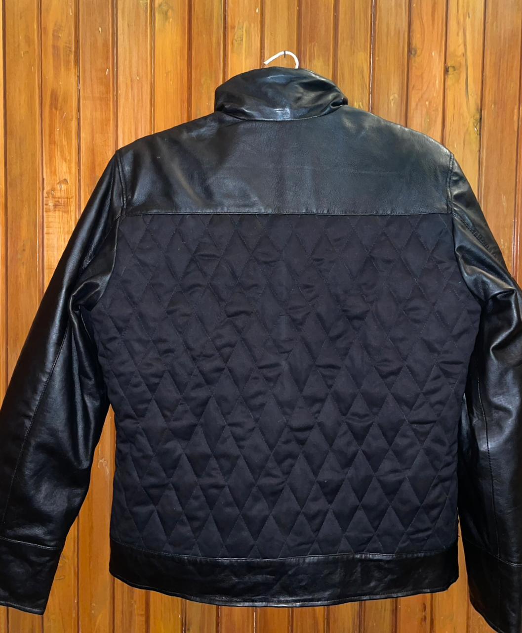 Men's Quilted Leather Jacket With Zipper Closure - view 4