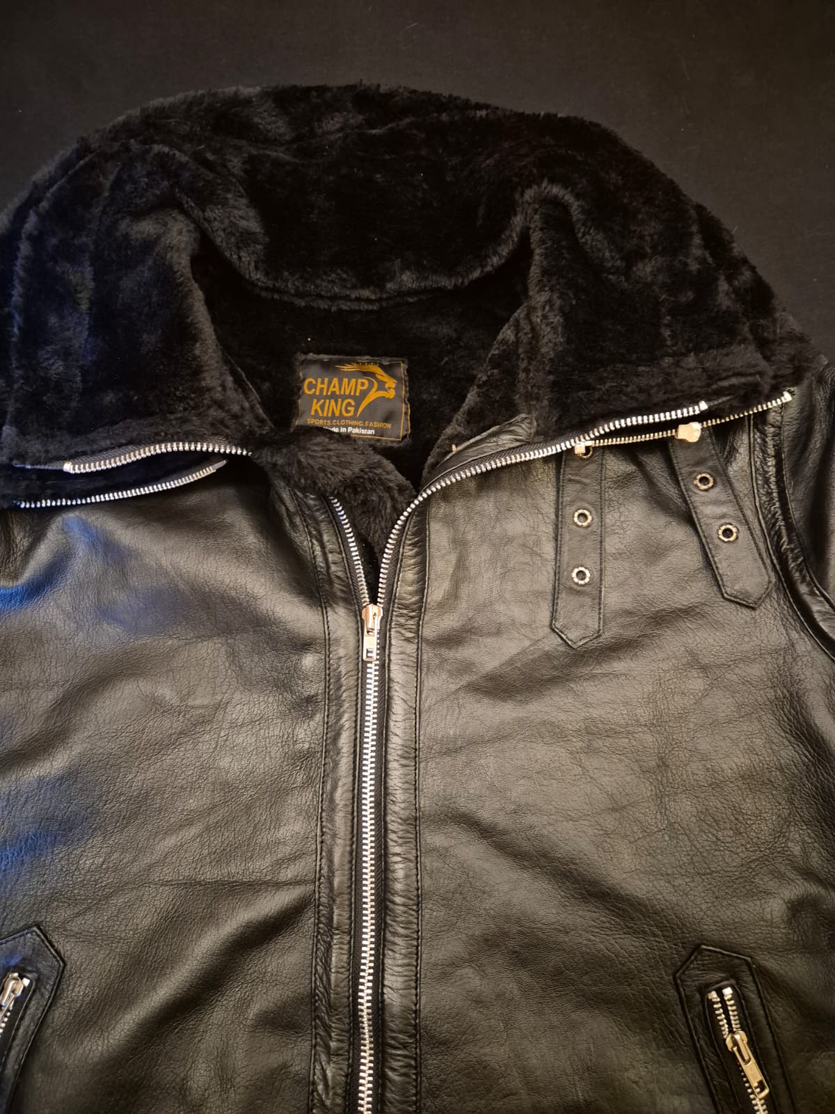 Premium Quality Leather Jacket faux fur lining With Zipper Closure - view 2