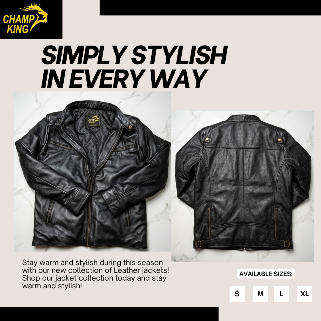 Men's Leather Jacket With Stand Collar