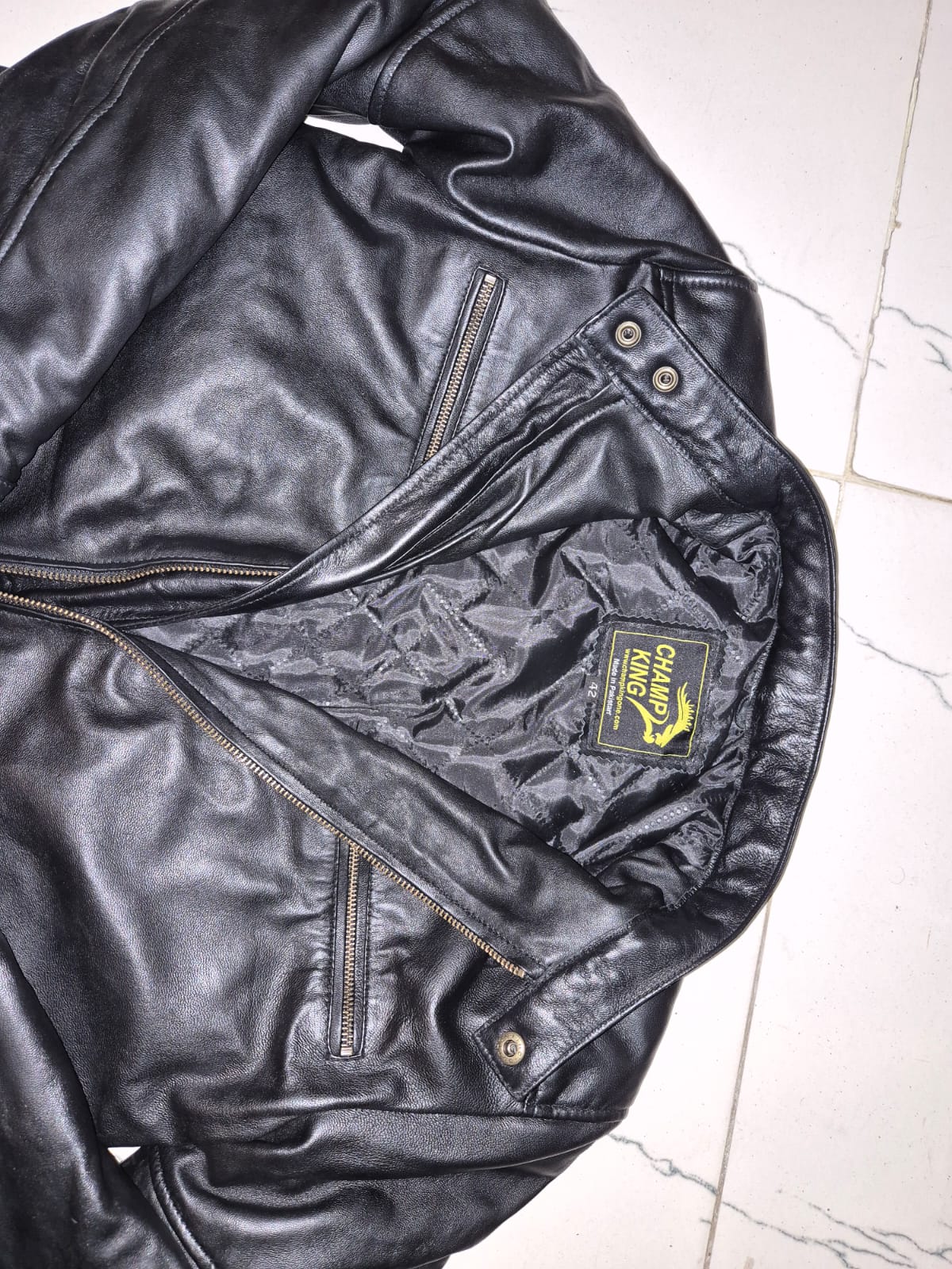 Men's Leather Jacket With Stand Collar - view 3