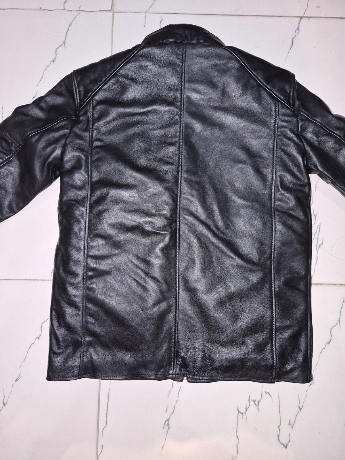 Men's Leather Jacket With Stand Collar - view 5