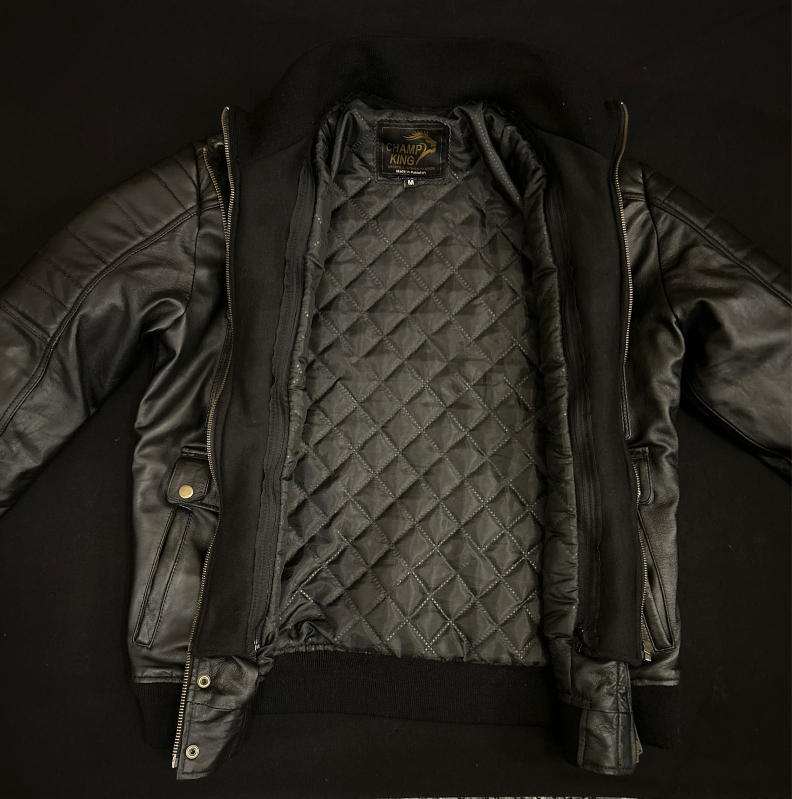 Men's Leather Jacket With Stand Collar - view 4