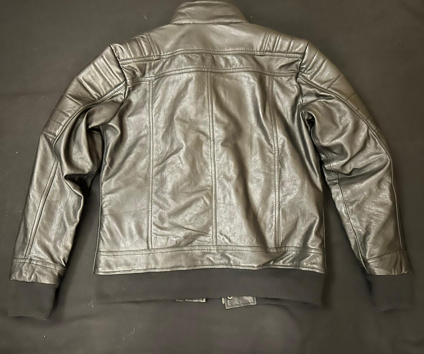 Men's Leather Jacket With Stand Collar - view 5