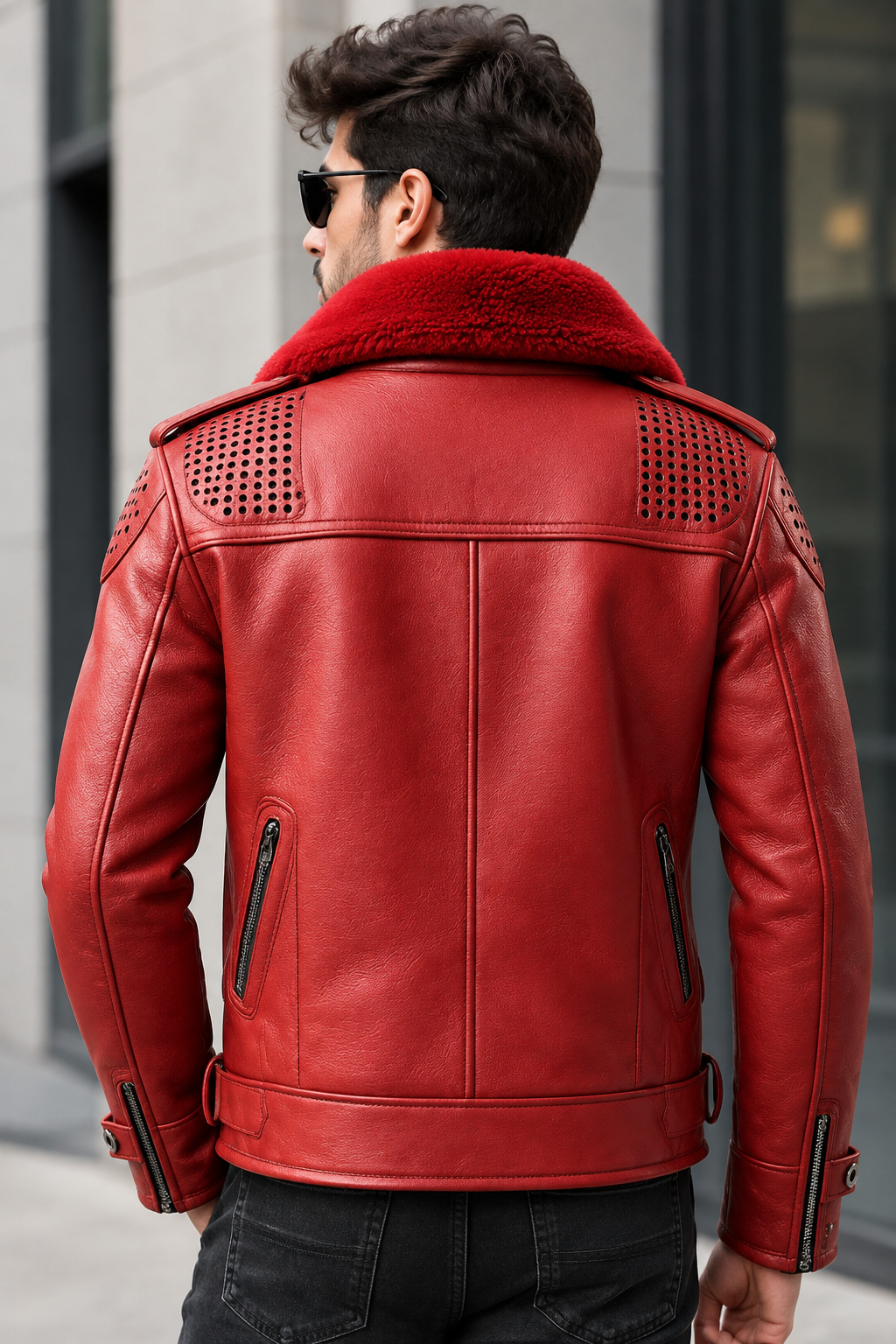 Men's Red Leather Jacket 