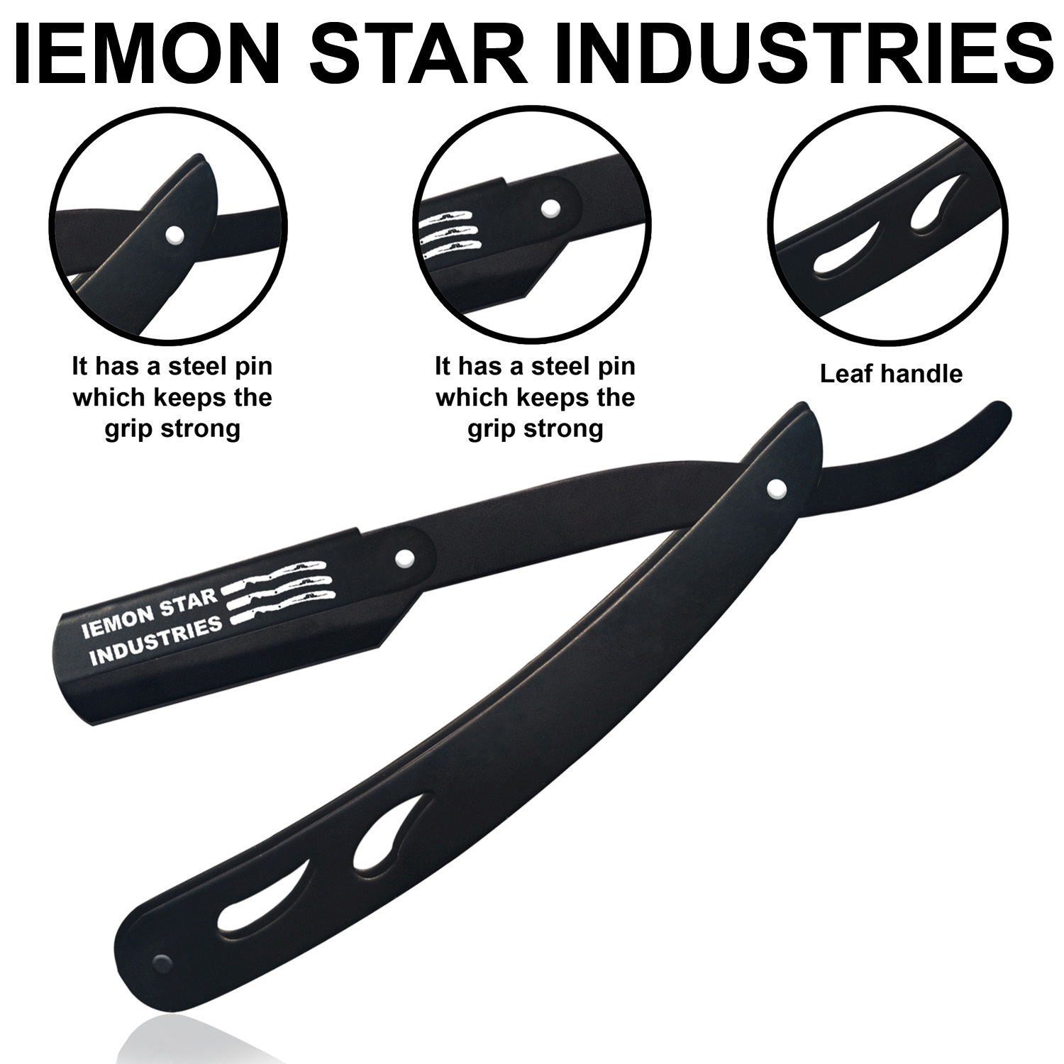 IEMON STAR INDUSTRIES Straight Razor with 10 Duble Edge 7o'clock Blades - Barber  Slide-out Razor. - view 4