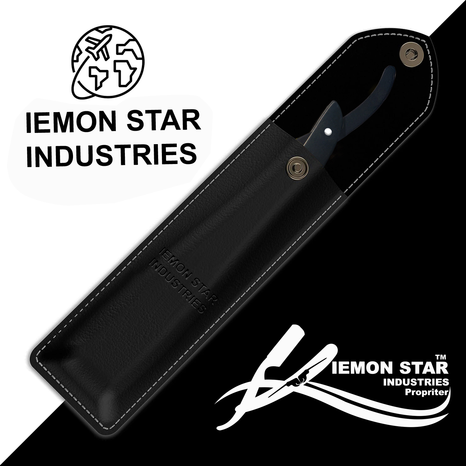 IEMON STAR INDUSTRIES Straight Razor with 10 Duble Edge 7o'clock Blades - Barber  Slide-out Razor. - view 5