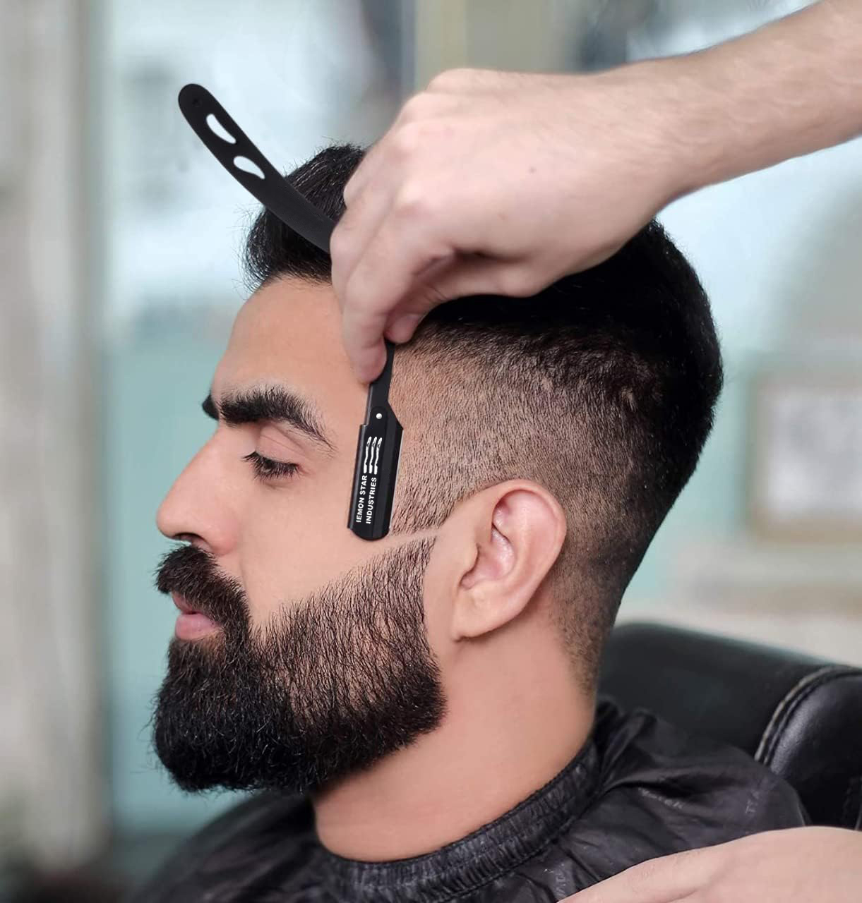 IEMON STAR INDUSTRIES Straight Razor with 10 Duble Edge 7o'clock Blades - Barber  Slide-out Razor. - view 8