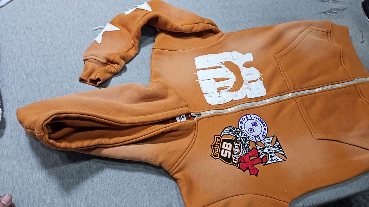custom embroidered sublimation screen print hoodie sweatshirt zip up jacket kangaroo pocket - view 4