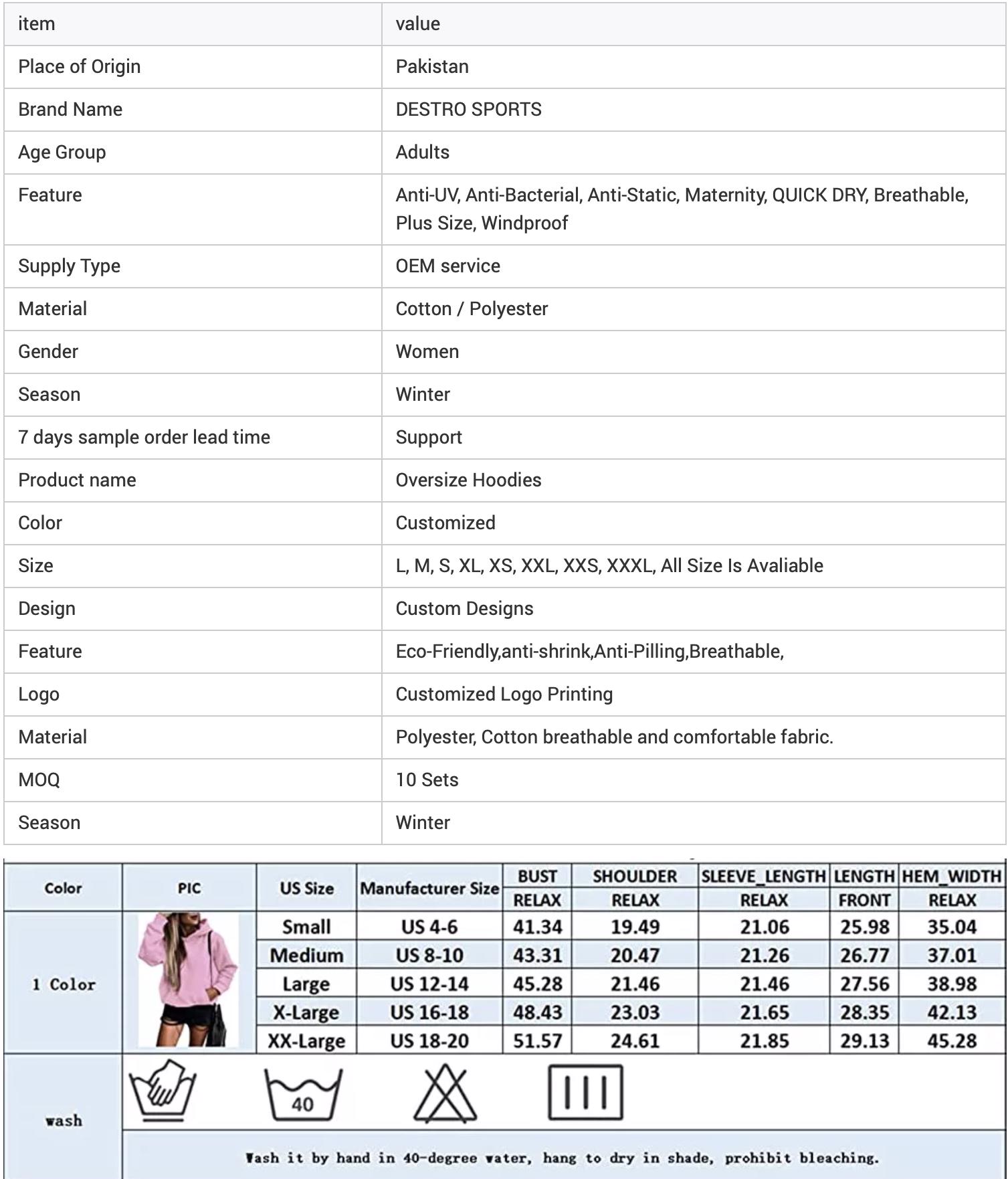 Oversizes woman's Hoodies Printed/Embroided Loose 2 Pieces Drawstring Jogger Sweatpants Thick Fleece - view 6