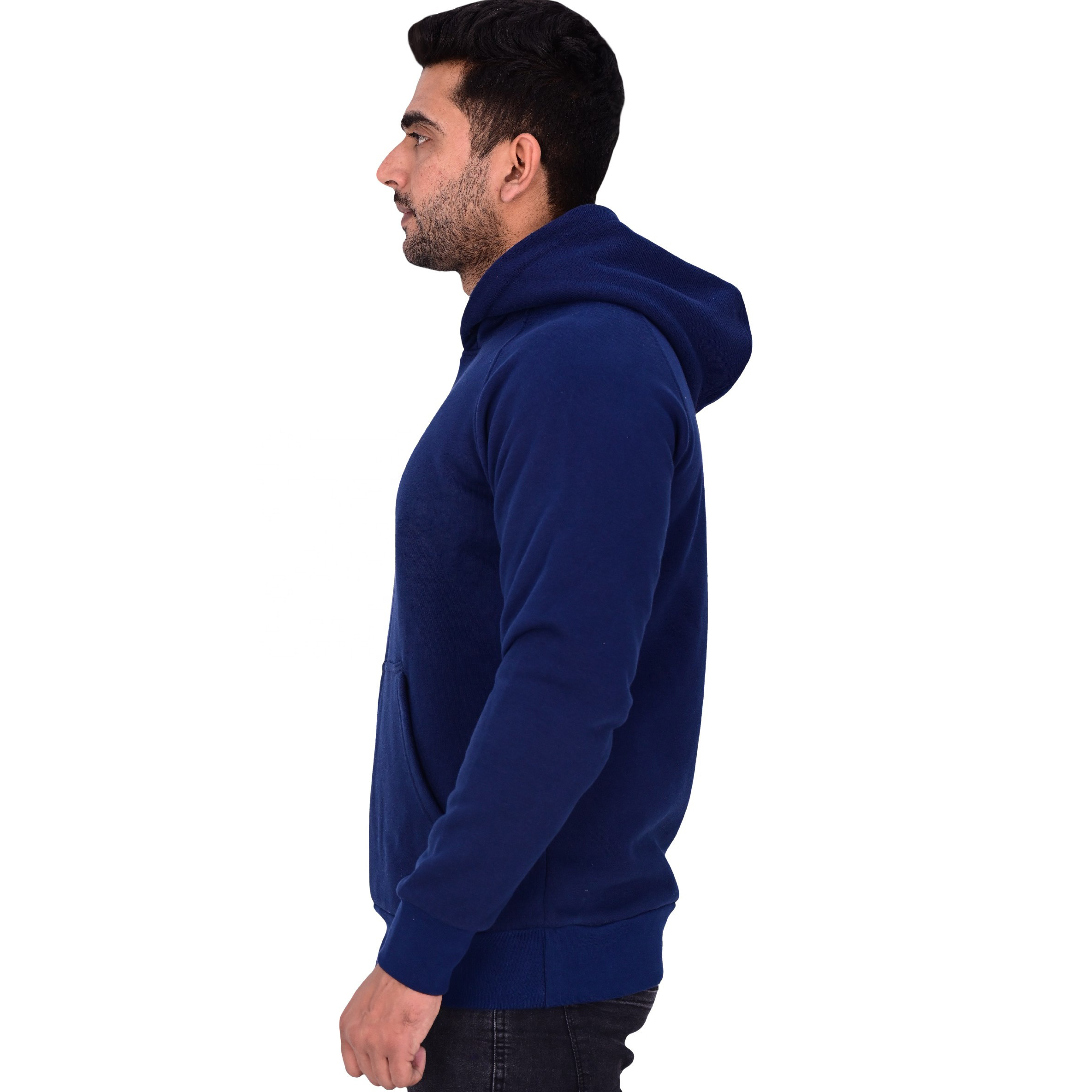 New Custom Design Logo Mens navy Fashion Long Sleeve Blank Pullover Cotton Hoodie Quantity Print OEM - view 3