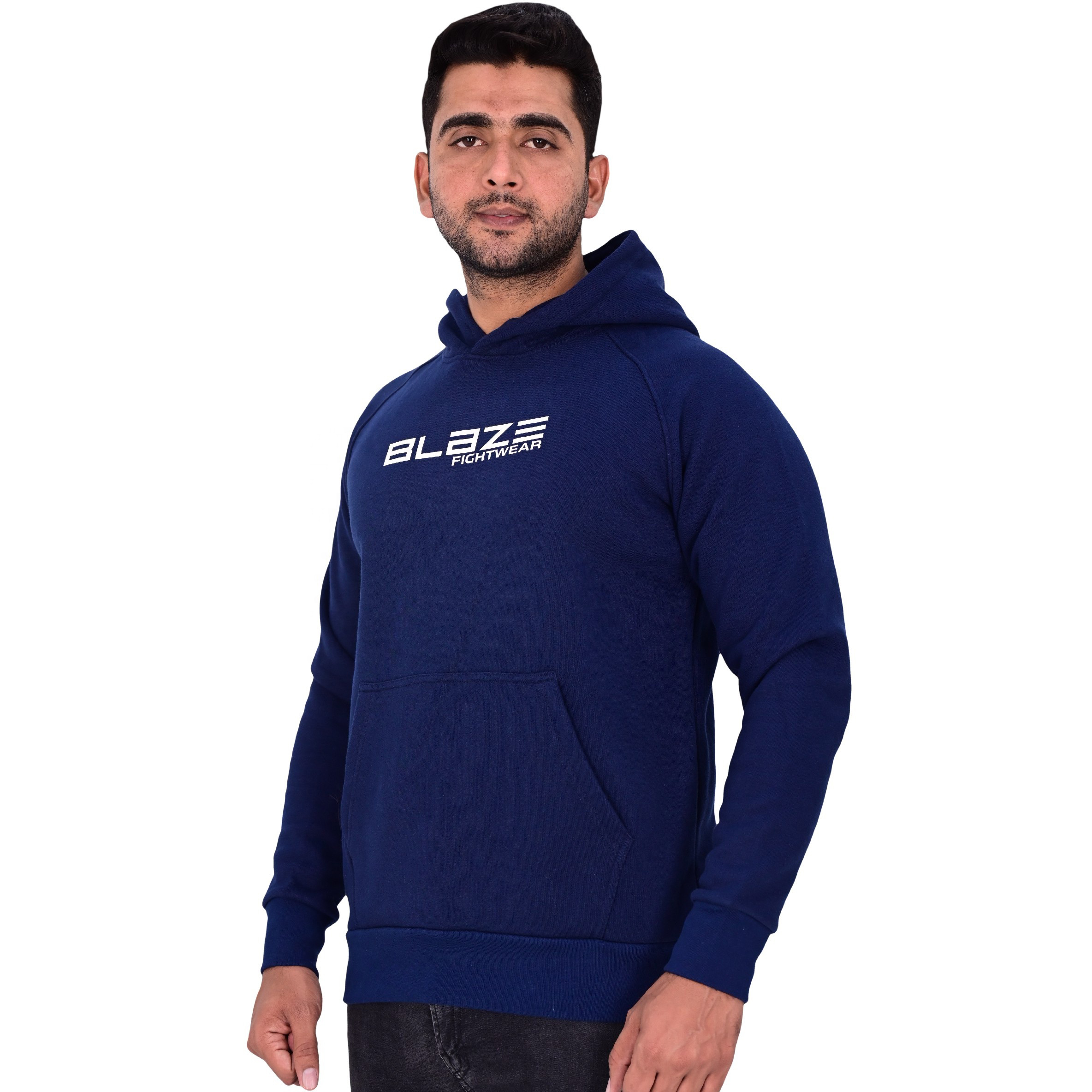 New Custom Design Logo Mens navy Fashion Long Sleeve Blank Pullover Cotton Hoodie Quantity Print OEM - view 6