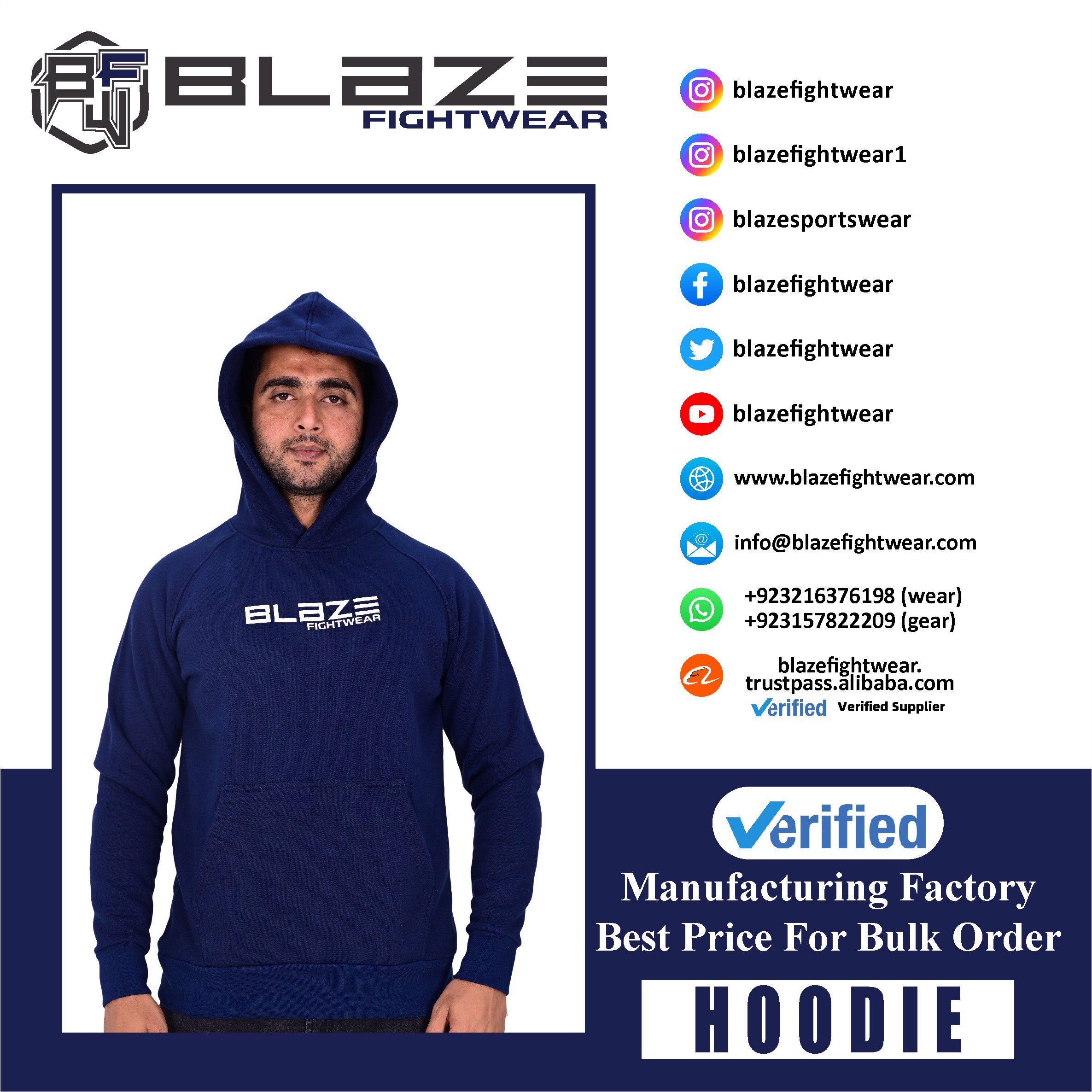New Custom Design Logo Mens navy Fashion Long Sleeve Blank Pullover Cotton Hoodie Quantity Print OEM - view 9