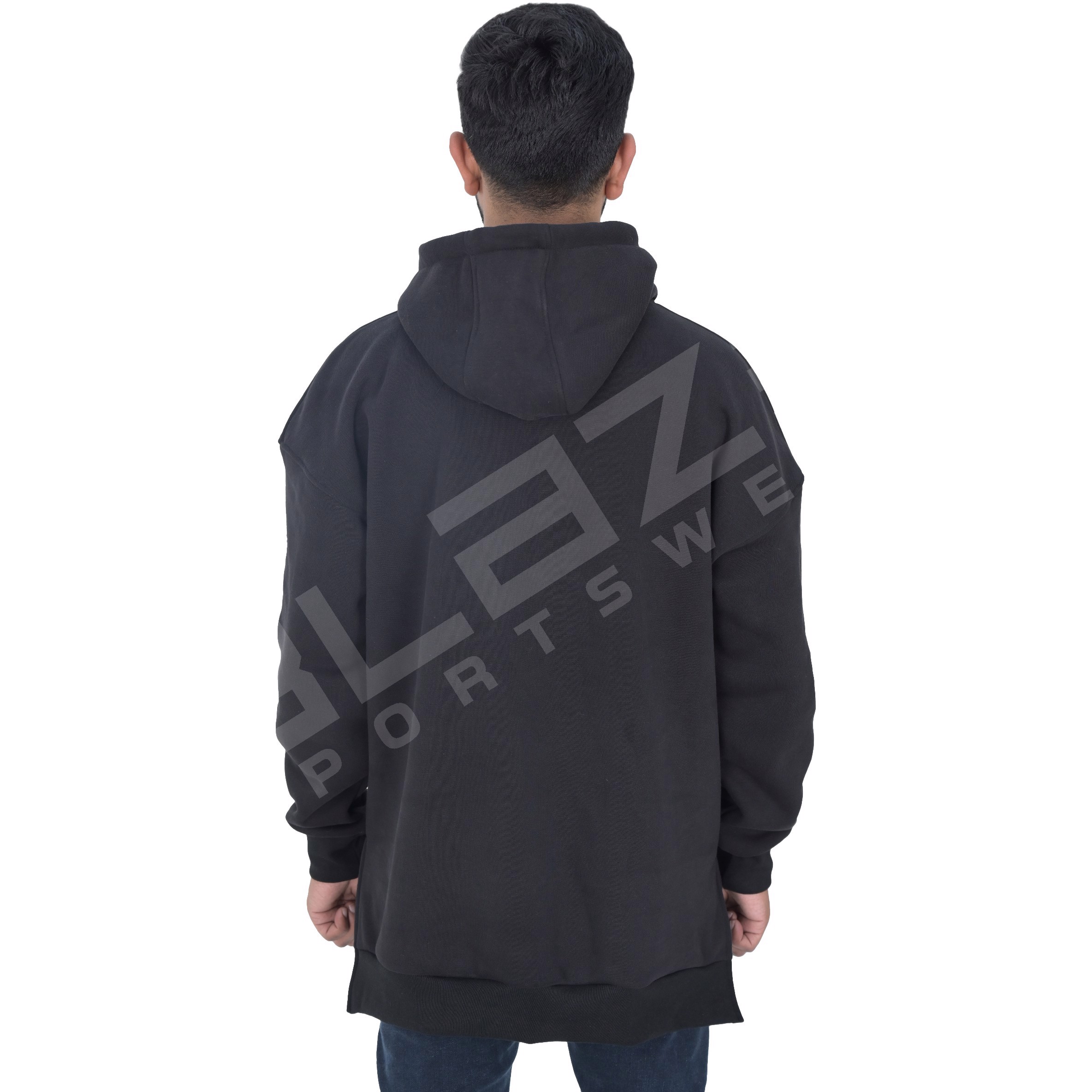 Custom Over-Size Hoodie with Side Slit Fashion Long Sleeve Blank Pullover Cotton and Washed Printed