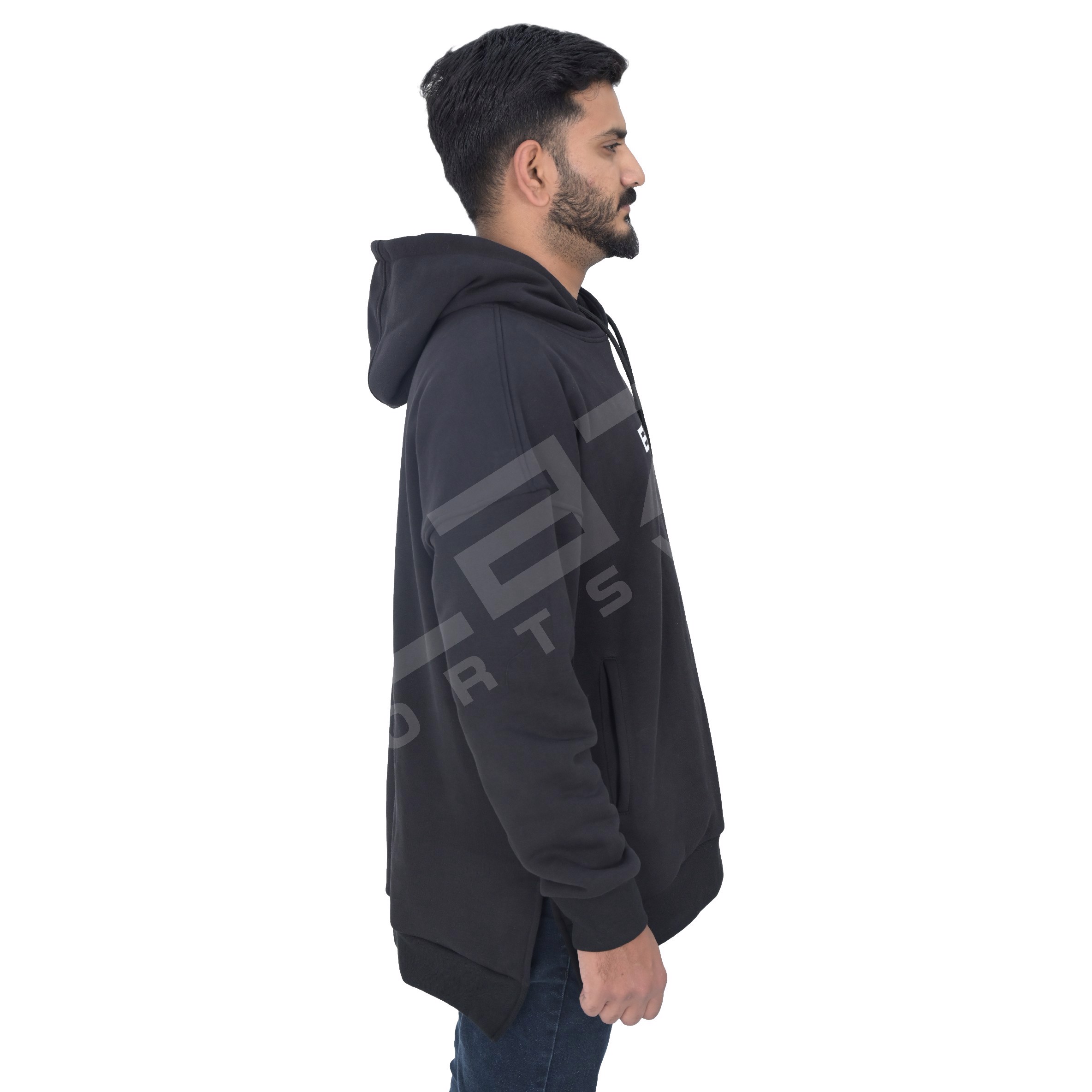 Custom Over-Size Hoodie with Side Slit Fashion Long Sleeve Blank Pullover Cotton and Washed Printed - view 3