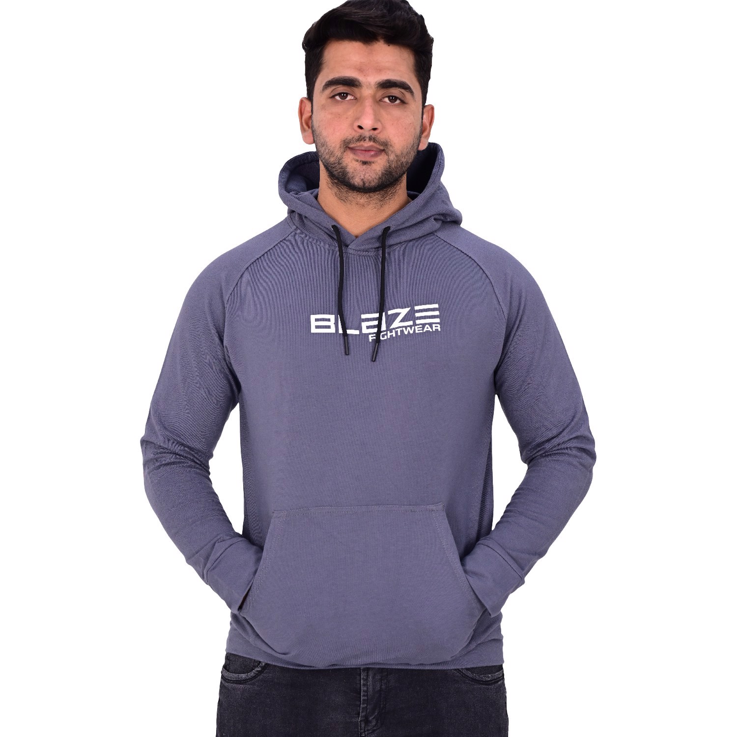 New Custom Design Logo Mens navy Fashion Long Sleeve Blank Pullover Cotton Hoodie Quantity Print OEM - view 3