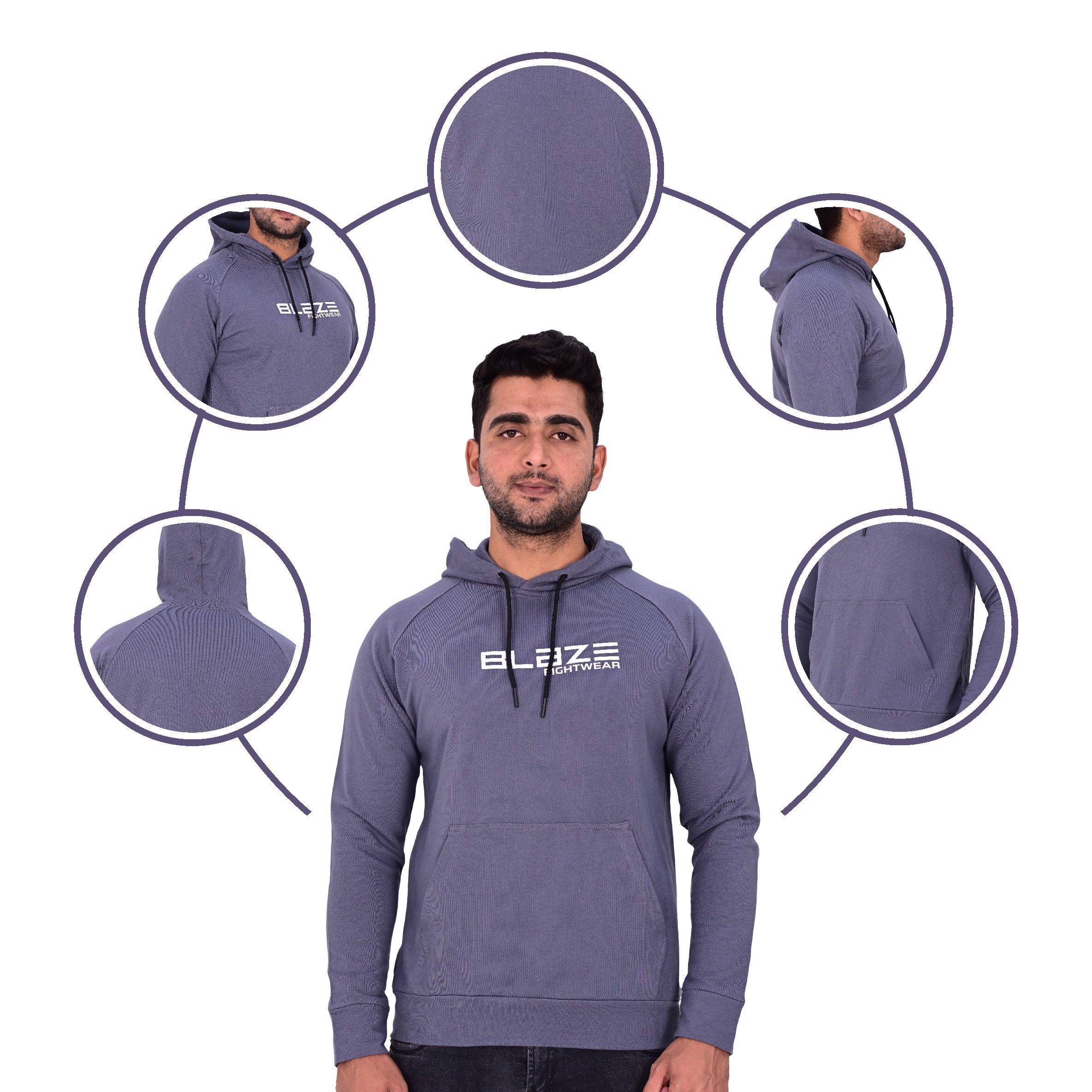 New Custom Design Logo Mens navy Fashion Long Sleeve Blank Pullover Cotton Hoodie Quantity Print OEM - view 10