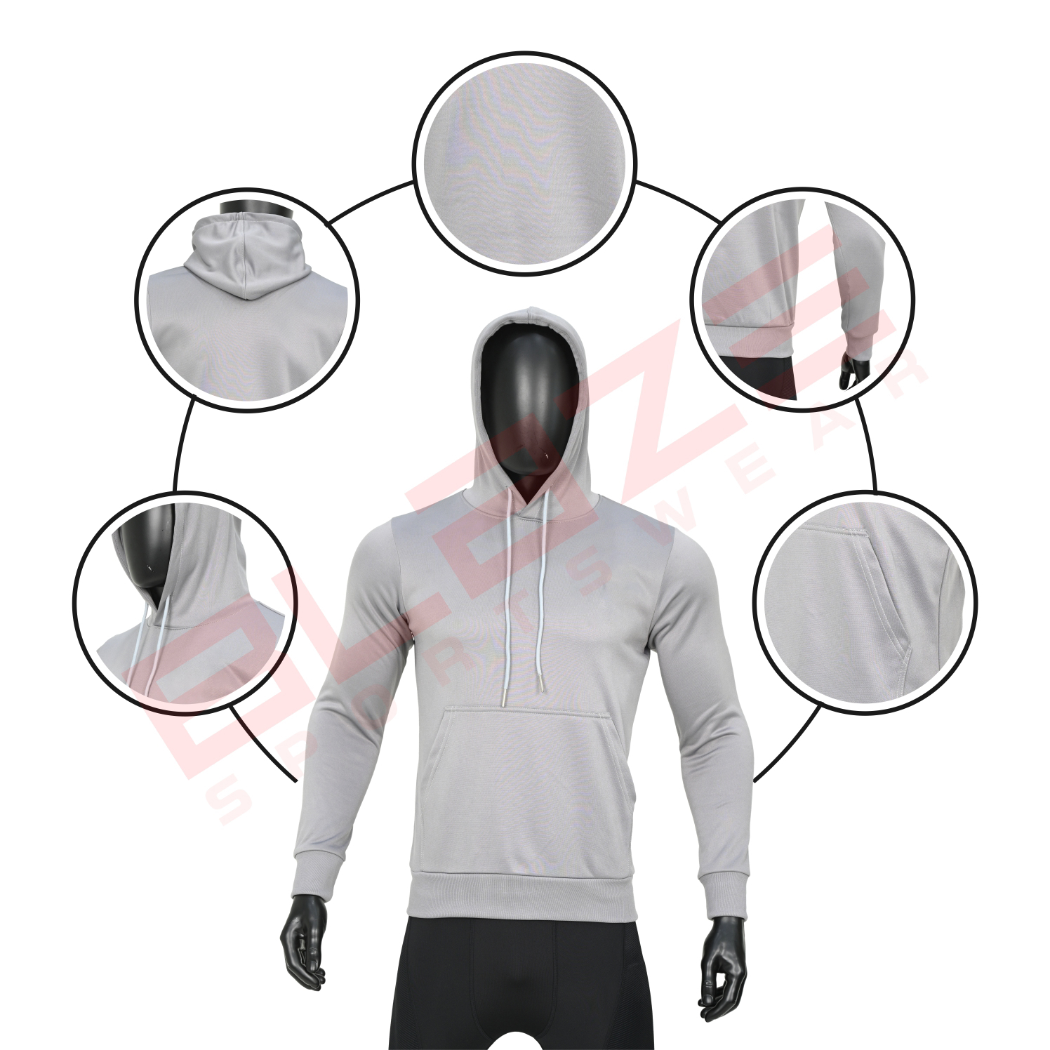 Personalized  Design Logo Mens  Fashion Long Sleeve Blank Pullover Cotton Hoodie Quantity Print OEM - view 6