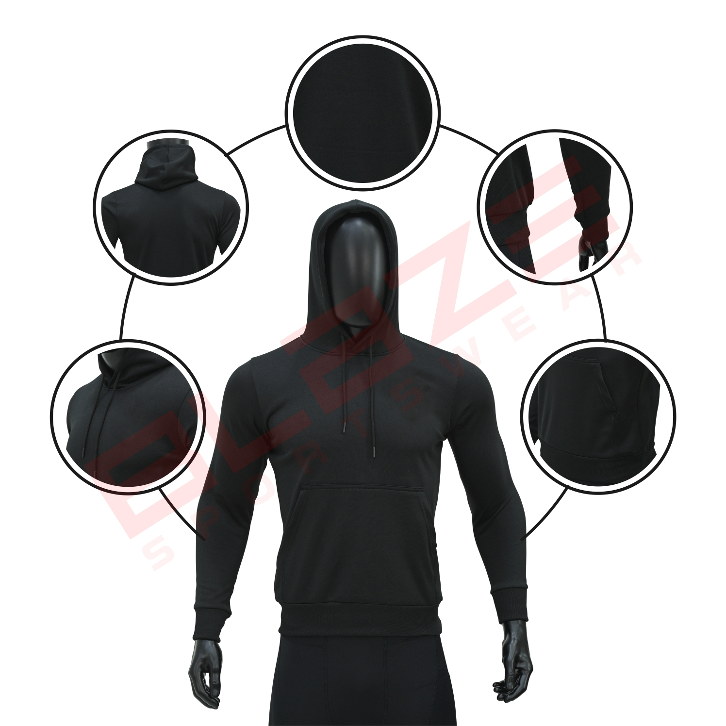 Tailor-made Design Logo Mens  Fashion Long Sleeve Blank Pullover Cotton Hoodie Quantity Print OEM - view 4