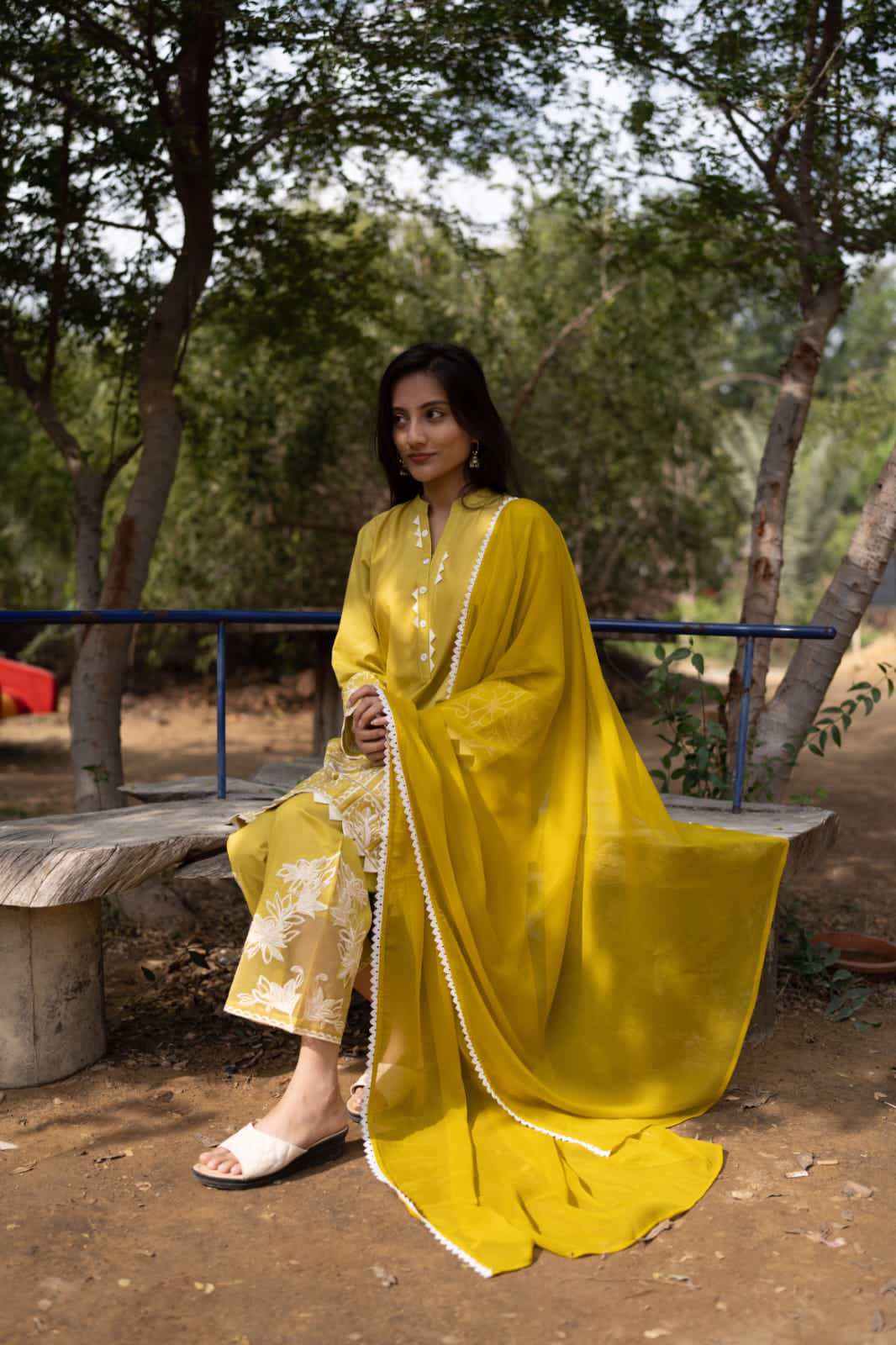 3 piece eastern embroidered suit  - view 4