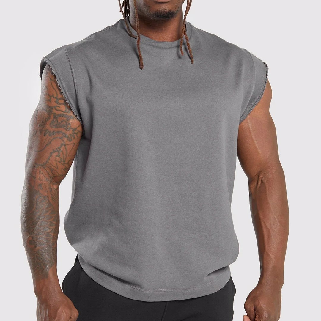 Custom Premium 100% Cotton terry Tank top for Gym men and boys for Work out Custom workout Tank Top