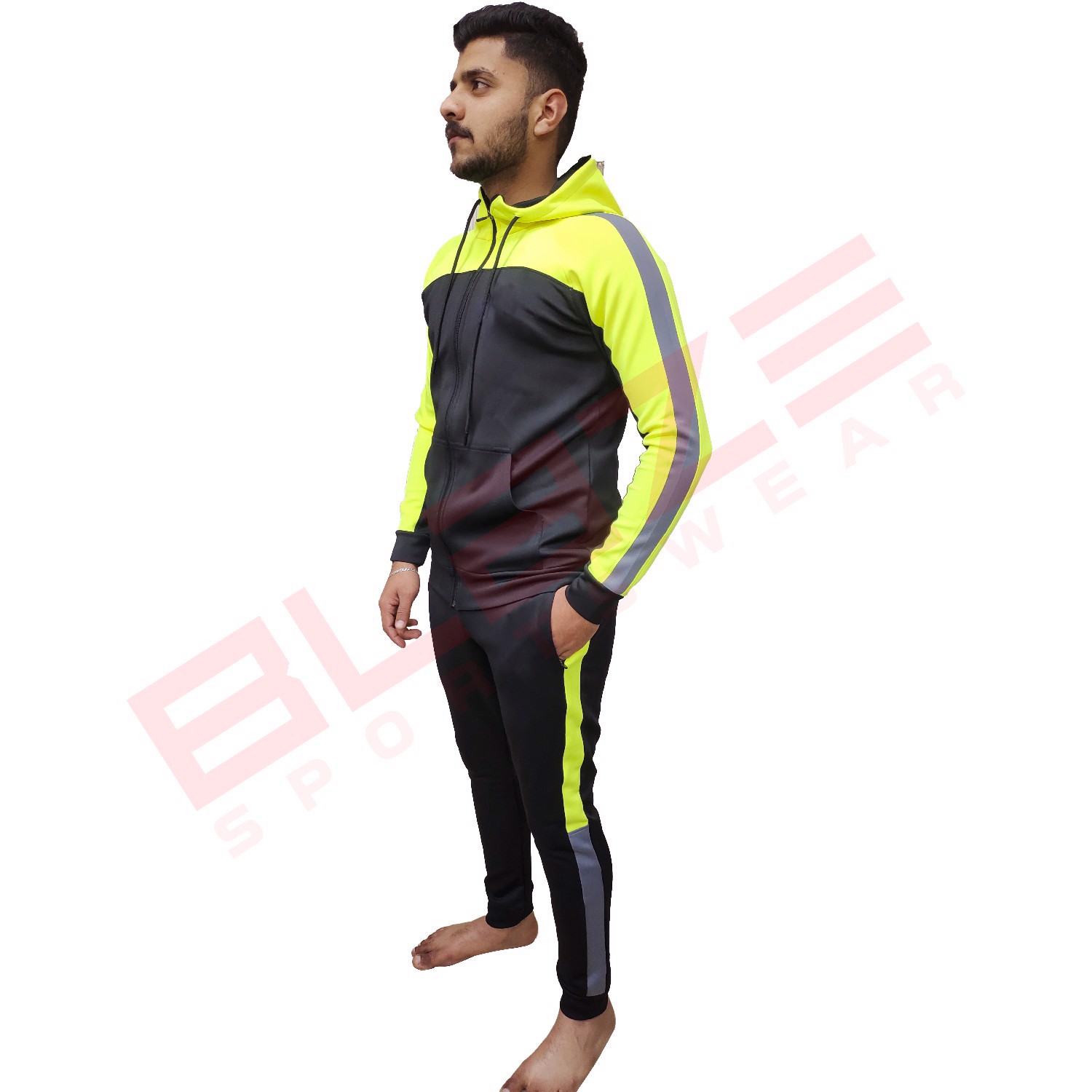 Custom Design Men's Knitted Tracksuit Sublimation Fashion Slim Fit with Embroidered Print OEM  - view 2