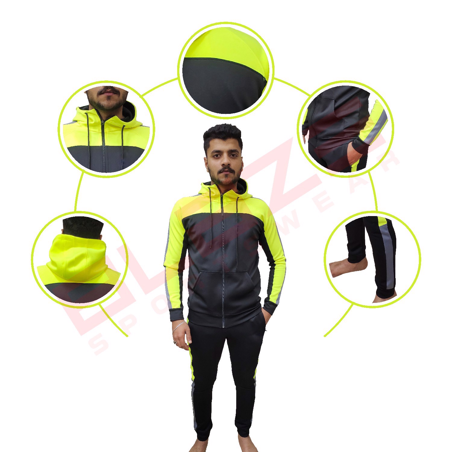 Custom Design Men's Knitted Tracksuit Sublimation Fashion Slim Fit with Embroidered Print OEM  - view 4