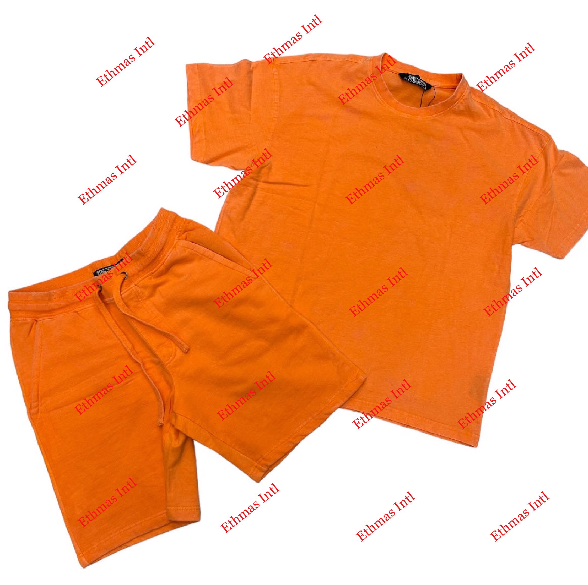 Customized Cotton French Terry Acid wash Shorts sets  - view 3