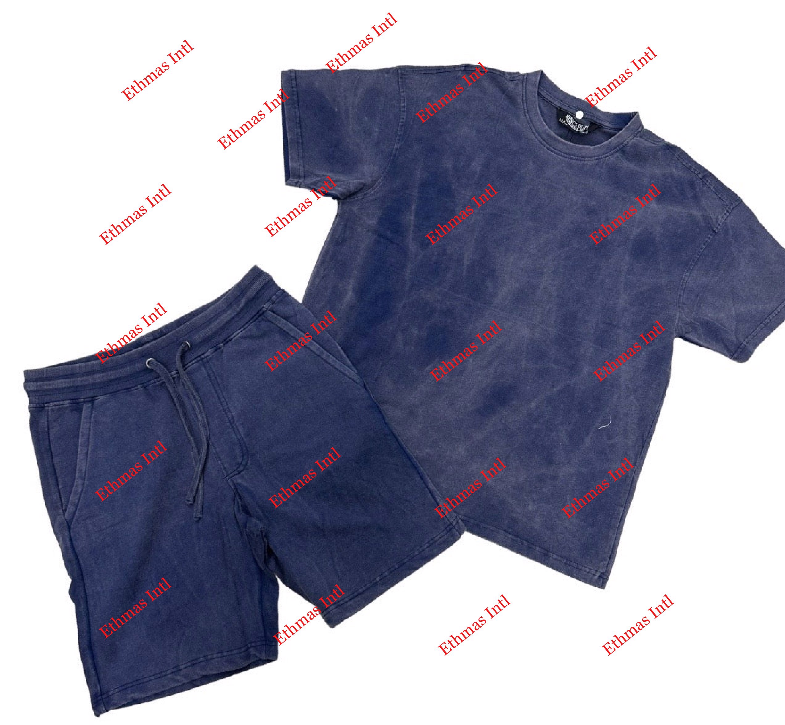 Customized Cotton French Terry Acid wash Shorts sets  - view 4