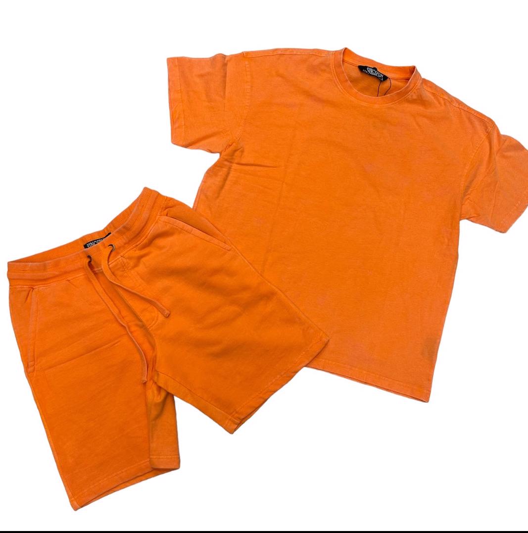 Customized Cotton French Terry Acid wash Shorts sets  - view 5