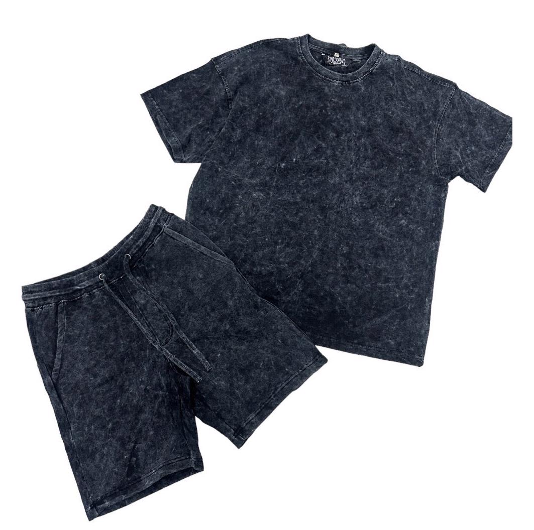 Customized Cotton French Terry Acid wash Shorts sets  - view 8