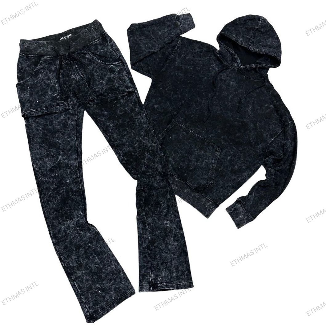 Customized Acid wash Flare and Stack Pants with Hoodies