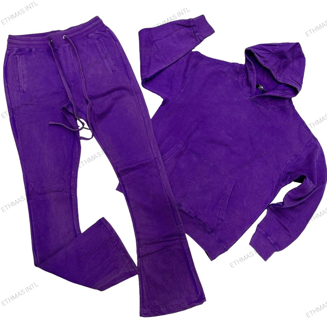 Customized Acid wash Flare and Stack Pants with Hoodies - view 2