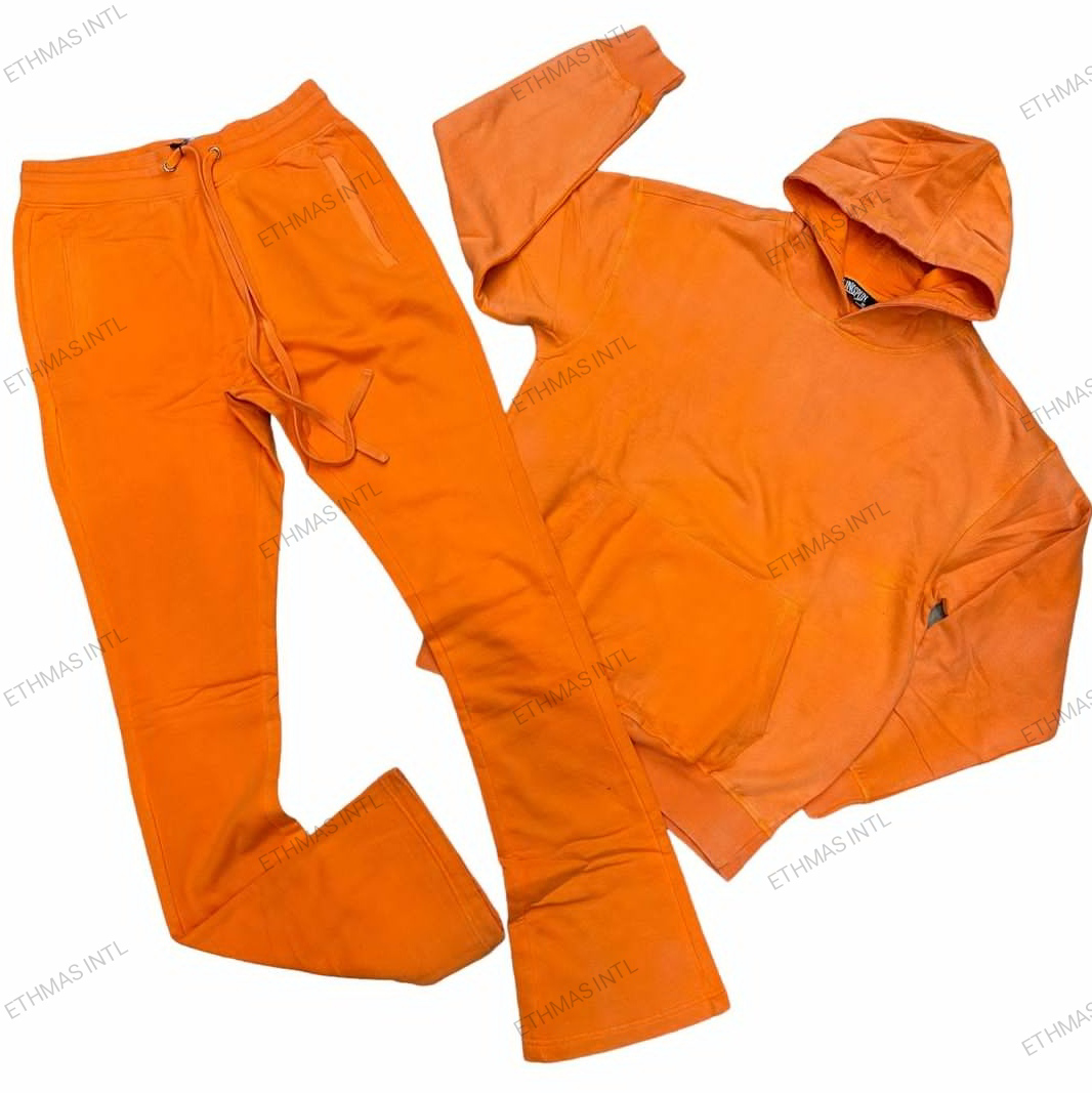 Customized Acid wash Flare and Stack Pants with Hoodies - view 3