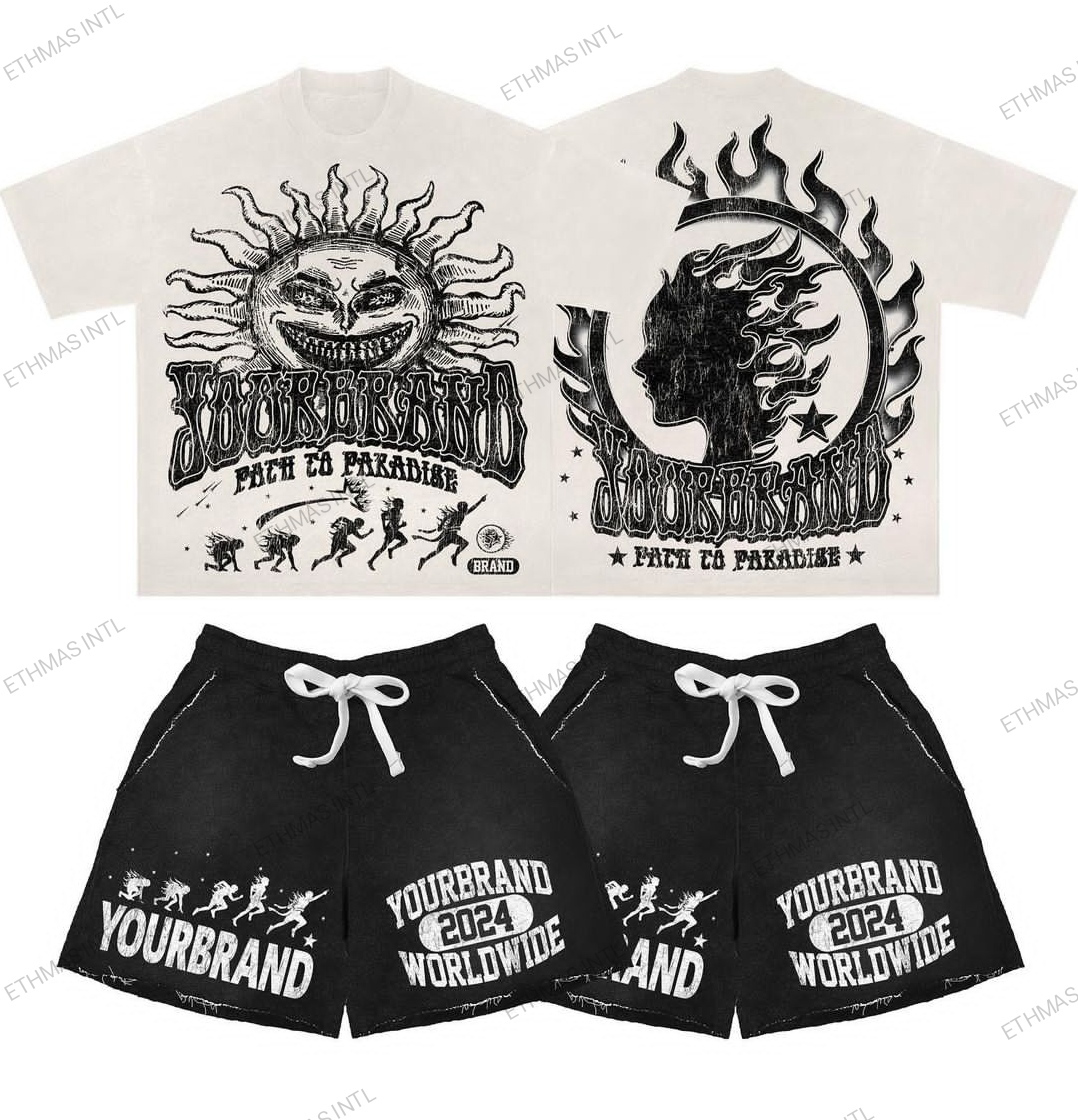Customized Cotton French Terry DTF Printing Tshirts&shorts
