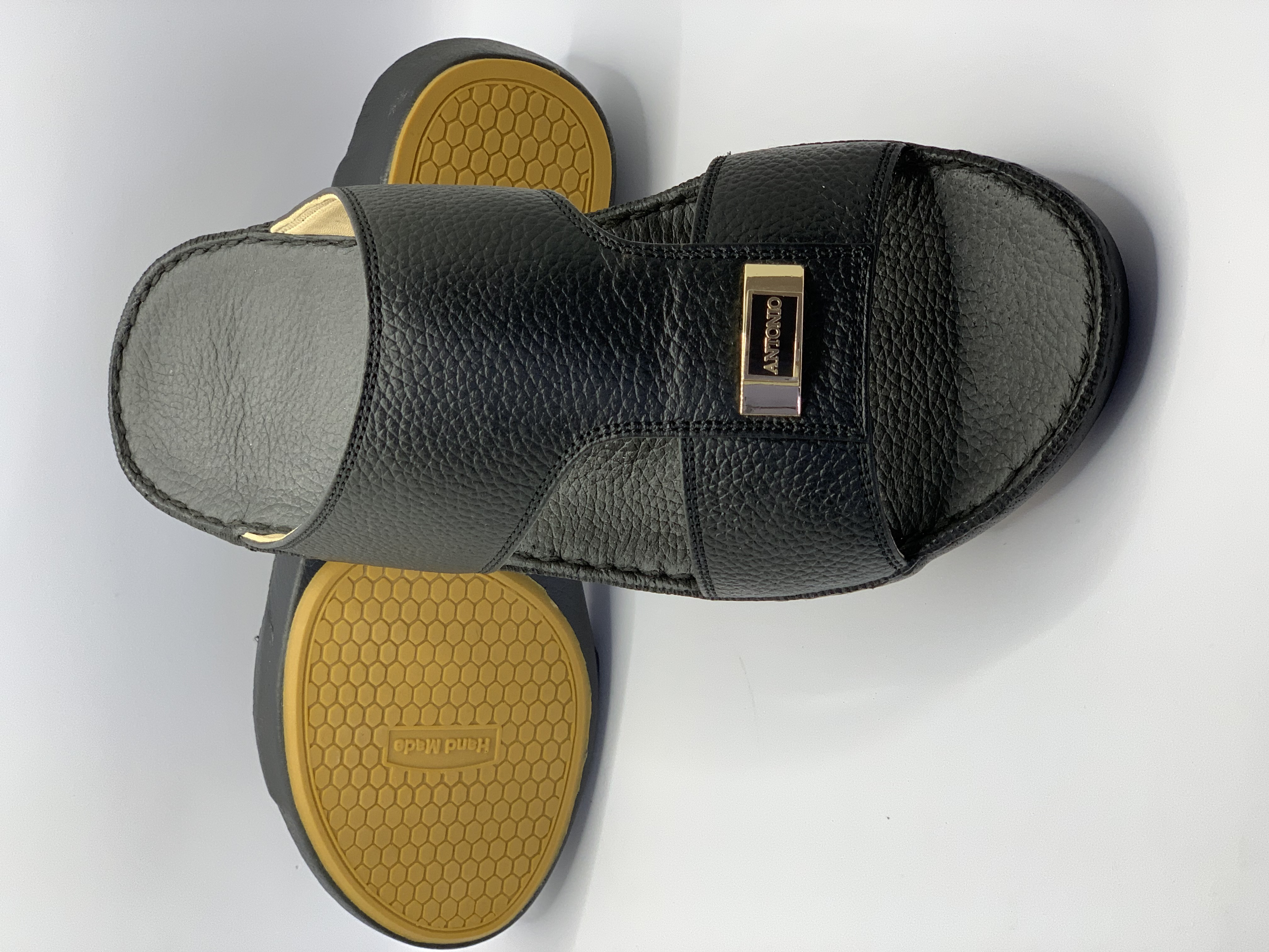 Hand Made Brown Synthetic Leather T-shape Customized Brand Slippers - view 2