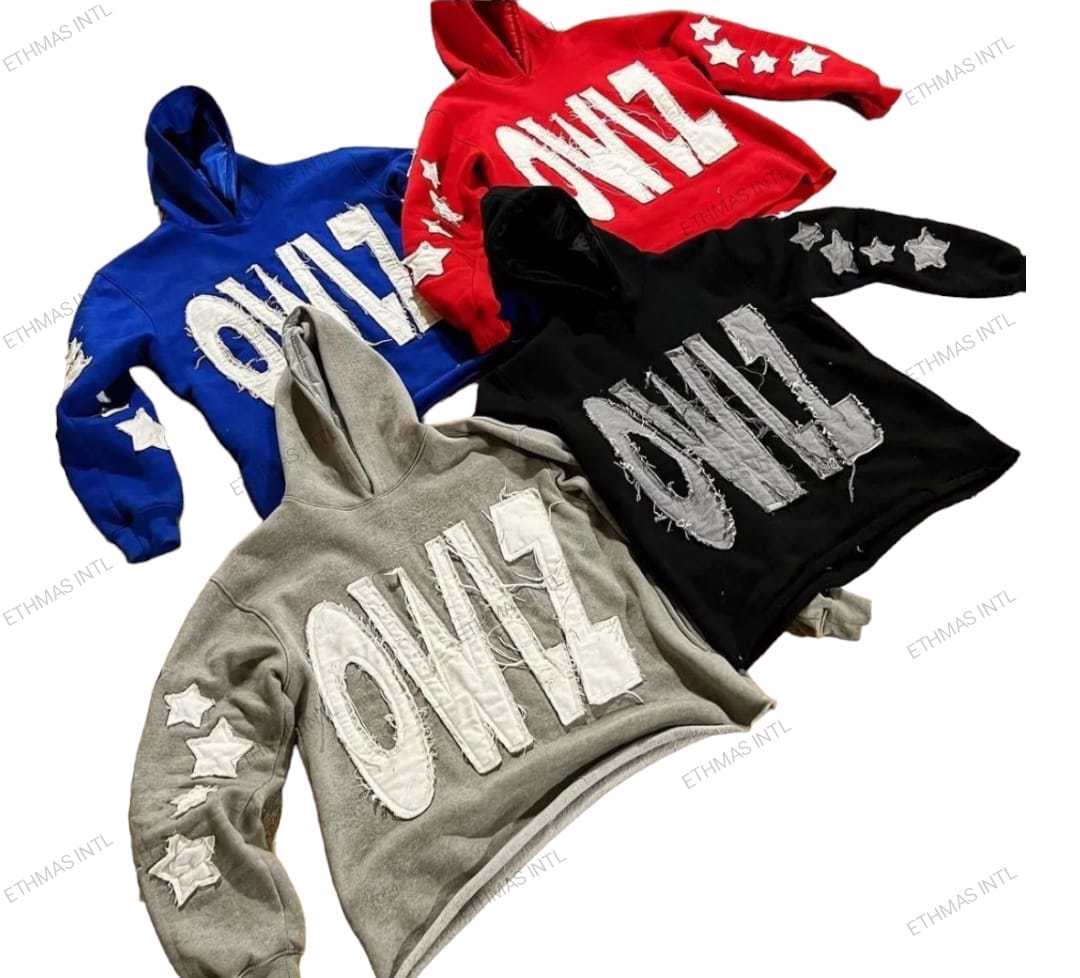 Customized Cotton Distressed Embroidery Crop Hoodies