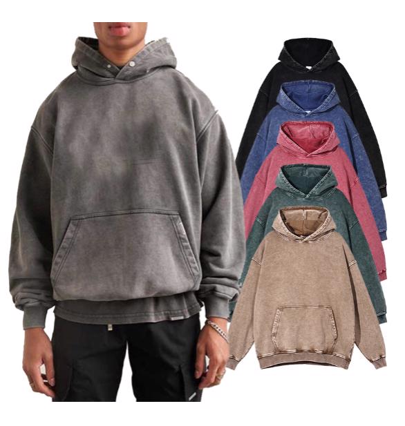 Customized Cotton Fleece Acid wash Hoodies