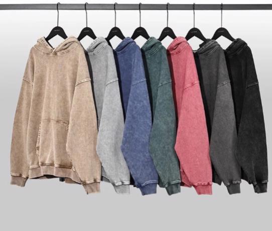 Customized Cotton Fleece Acid wash Hoodies - view 8