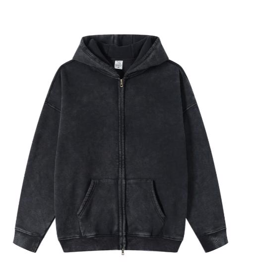 Customized Cotton Fleece Acid wash Hoodies - view 9