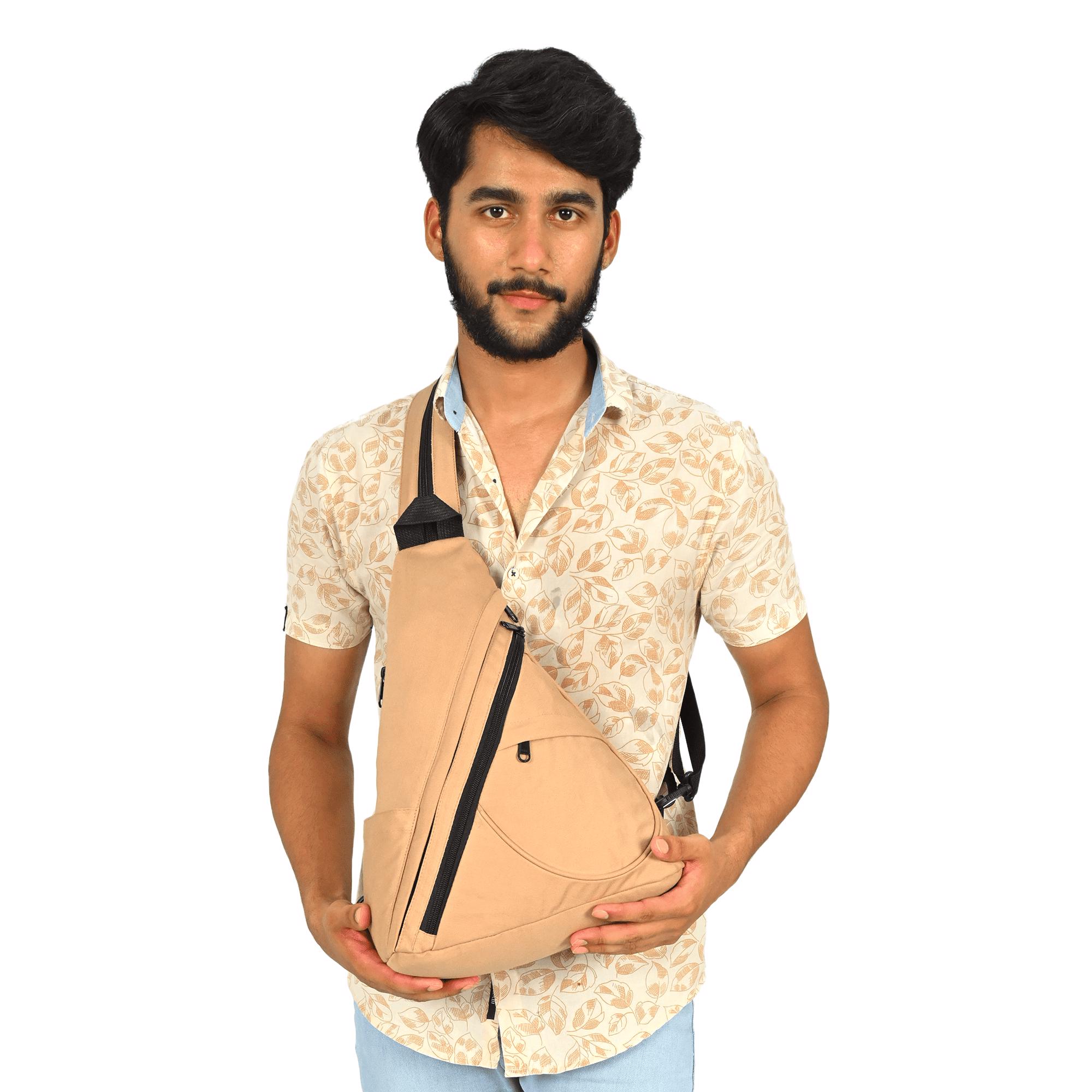 sling bag with multi quick acess pockets 100% cotton canvas 16 oz for adults mens womens - view 2