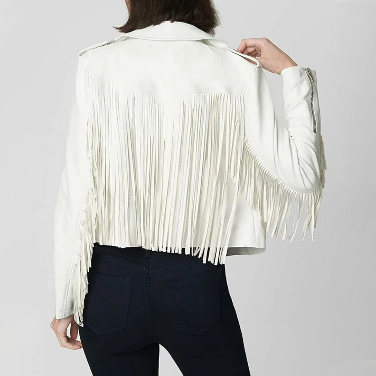Elegant White Lambskin Leather Jacket for Women - view 2