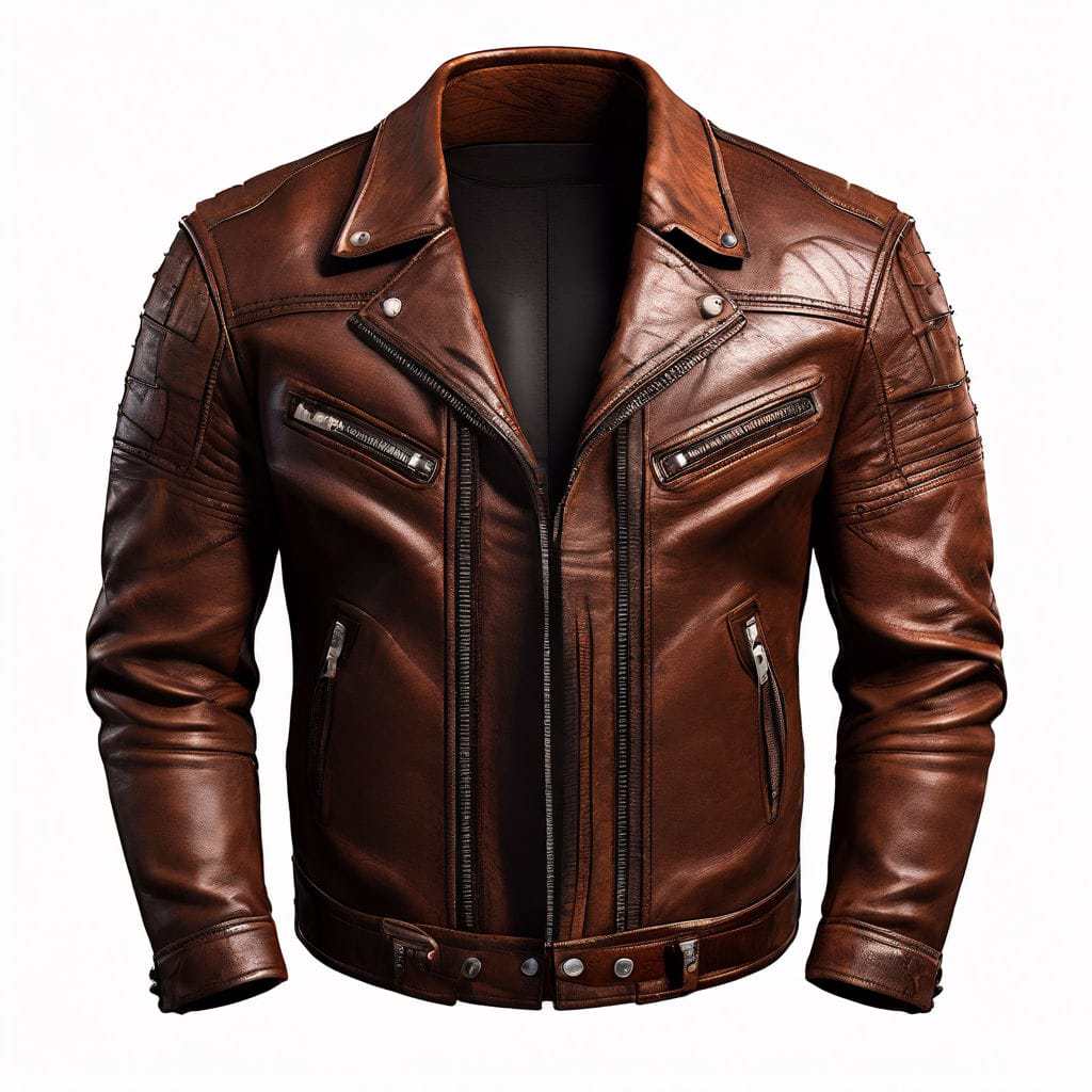  Classic Brown Motorcycle Men's Leather Jacket - view 2