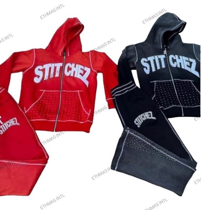 Customized Acidwash Zip Hoodie & Flare Pants